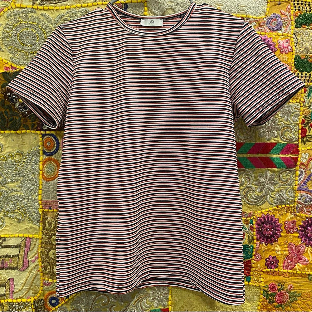 La Redoute Red White and Blue Striped Shirt Size M